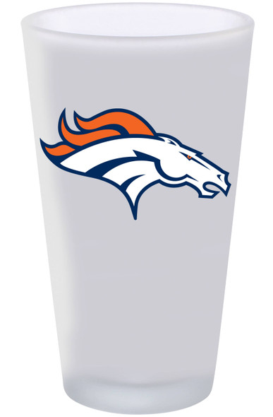 Denver Broncos 16oz Frosted Pint Glass Color Logo