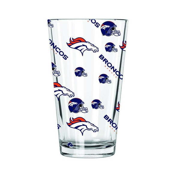 Denver Broncos 16oz All Over Print Glass