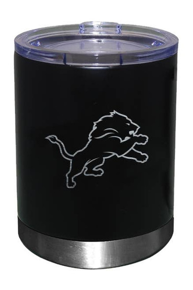 Detroit Lions 12oz Black Low-Ball Tumbler Etch Logo