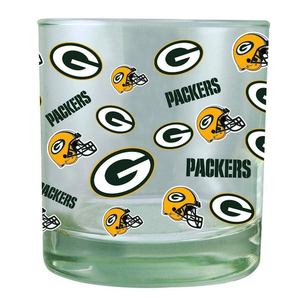 Green Bay Packers All Over Print Rocks Glass