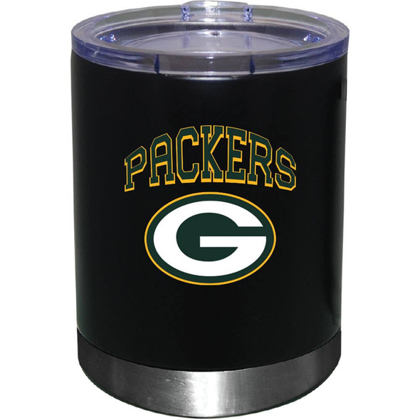 Green Bay Packers 12oz Black Low-Ball Tumbler Color Logo