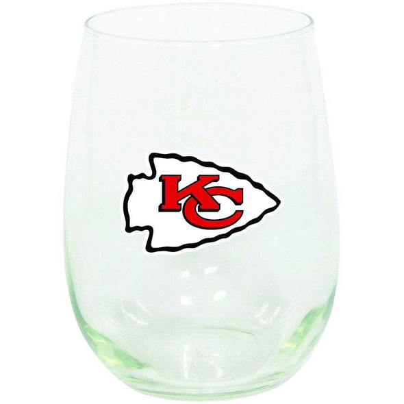 Kansas City Chiefs 15oz Stemless Wine w/Color Logo