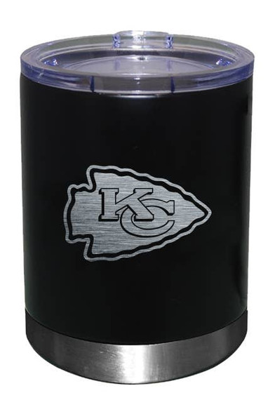 Kansas City Chiefs 12oz Black Low-Ball Tumbler Etch Logo