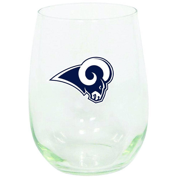 Los Angeles Rams 15oz Stemless Wine w/Color Logo