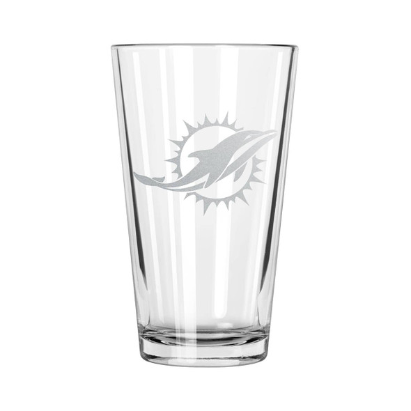 Miami Dolphins 16oz Pint Glass w/Etched Logo