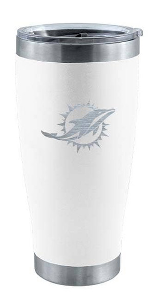 Miami Dolphins 20oz White Tumbler w/Etched Logo