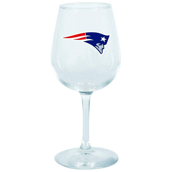 New England Patriots 12.75oz Stem Wine Glass Color Logo