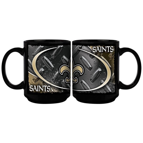 New Orleans Saints 15oz Black Diamond Plate Mug