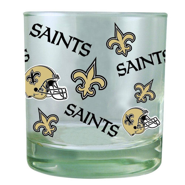 New Orleans Saints All Over Print Rocks Glass