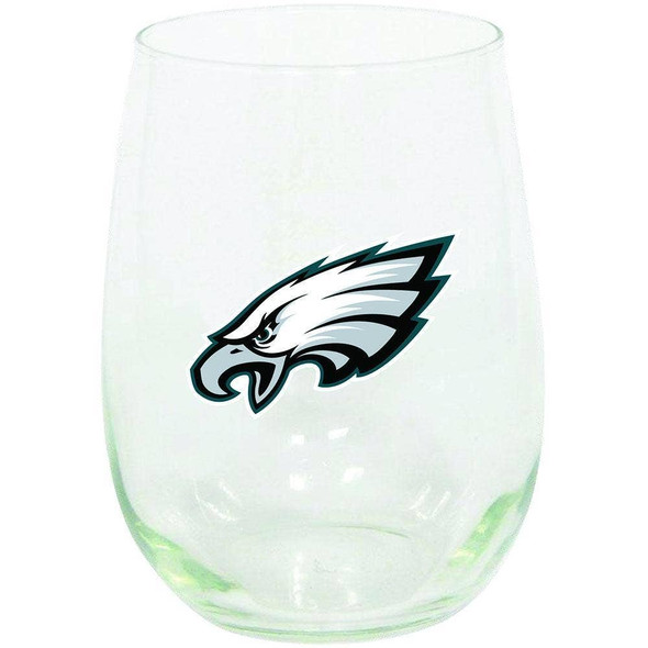 Philadelphia Eagles 15oz Stemless Wine w/Color Logo