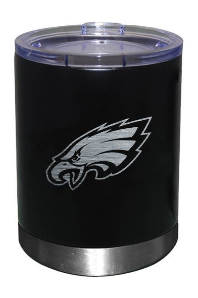 Philadelphia Eagles 12oz Black Low-Ball Tumbler Etch Logo