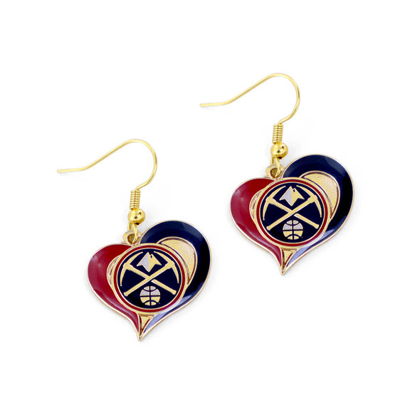NBA Denver Nuggets Swirl Heart Earrings