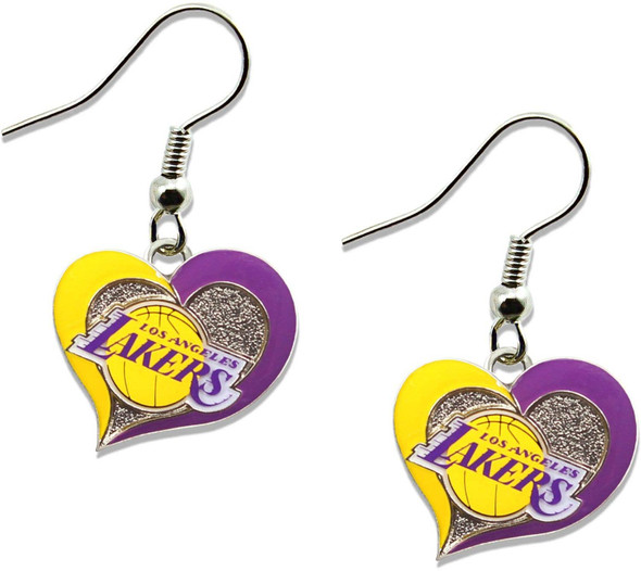 NBA Los Angeles Lakers Swirl Heart Earrings
