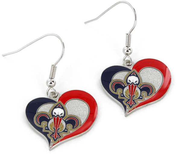 NBA New Orleans Pelicans Swirl Heart Earrings