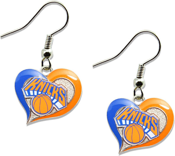 NBA New York Knicks Swirl Heart Earrings