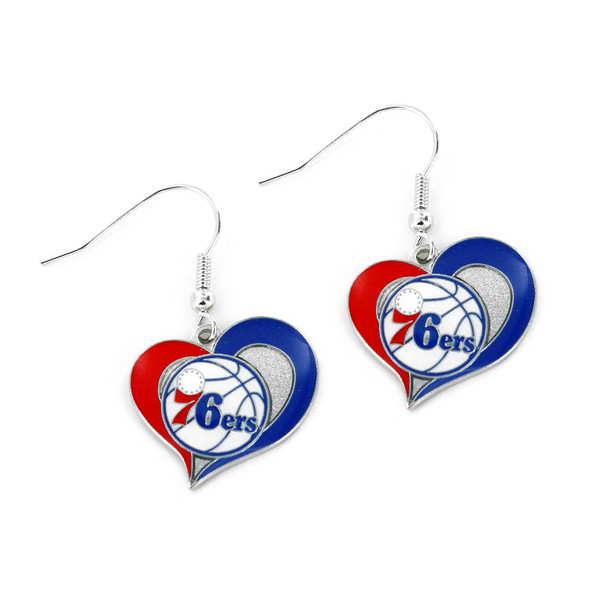 NBA Philadelphia 76ers Swirl Heart Earrings