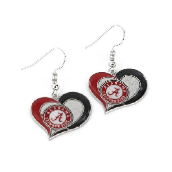 NCAA Alabama Crimson Tide Swirl Heart Earrings