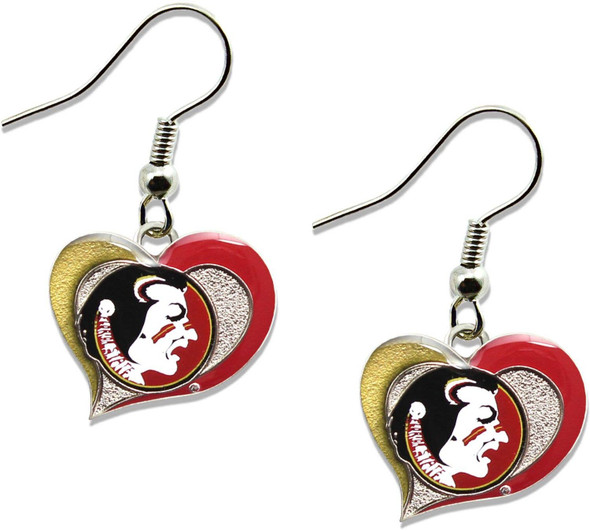 NCAA Florida State Seminoles Swirl Heart Earrings