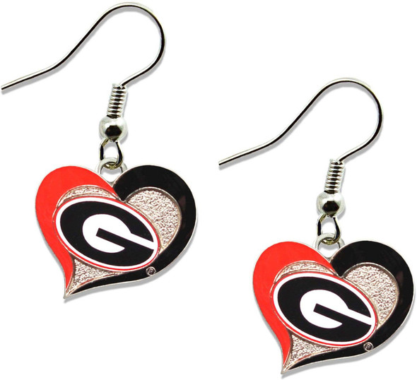 NCAA Georgia Bulldogs Swirl Heart Earrings