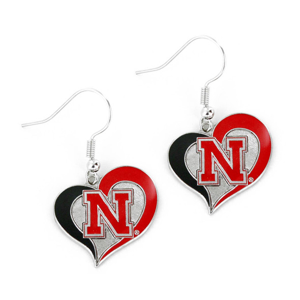 NCAA Nebraska Cornhuskers Swirl Heart Earrings