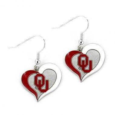NCAA Oklahoma Sooners Swirl Heart Earrings