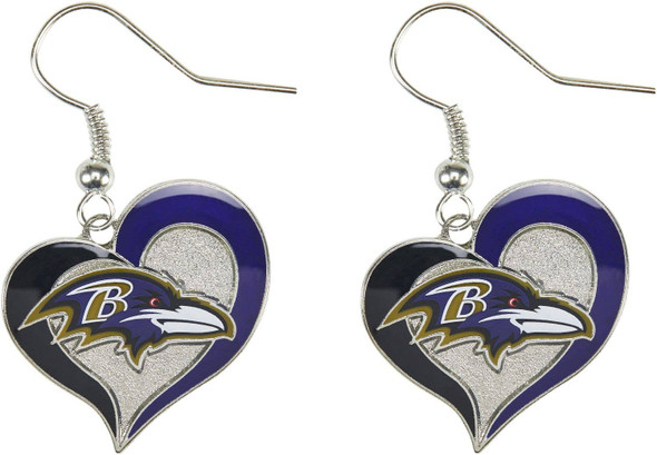 NFL Baltimore Ravens Swirl Heart Earrings