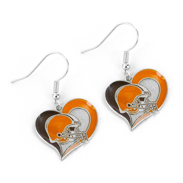 NFL Cleveland Browns Swirl Heart Earrings