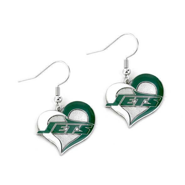 NFL New York Jets Swirl Heart Earrings