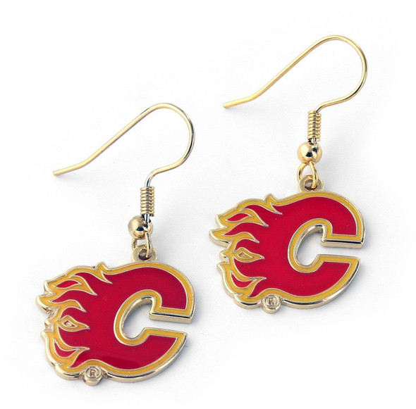 NHL Calgary Flames Logo Dangle Earrings