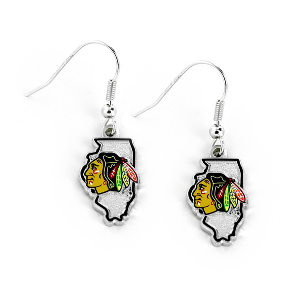 NHL Chicago Blackhawks State Design Earrings