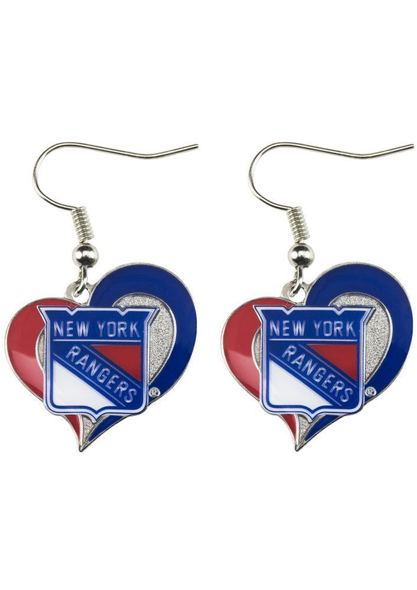 NHL New York Rangers Swirl Heart Earrings