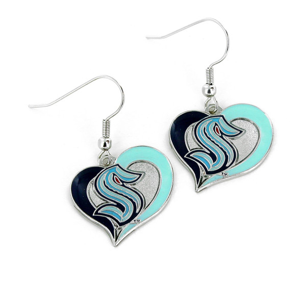 NHL Seattle Kraken Swirl Heart Earrings