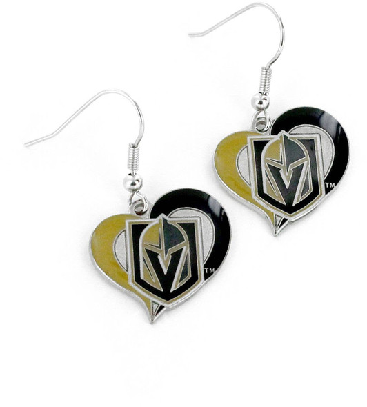 NHL Vegas Golden Knights Swirl Heart Earrings