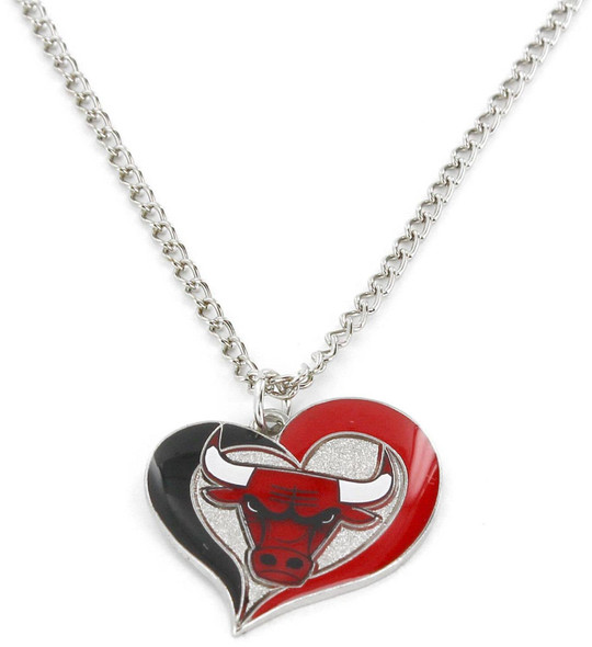NBA Chicago Bulls Swirl Heart Necklace