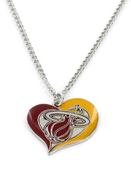 NBA Miami Heat Swirl Heart Necklace