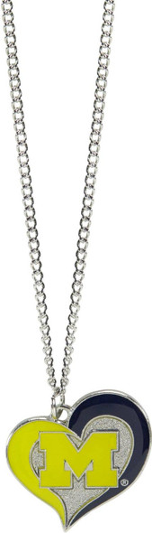 NCAA Michigan Wolverines Swirl Heart Necklace