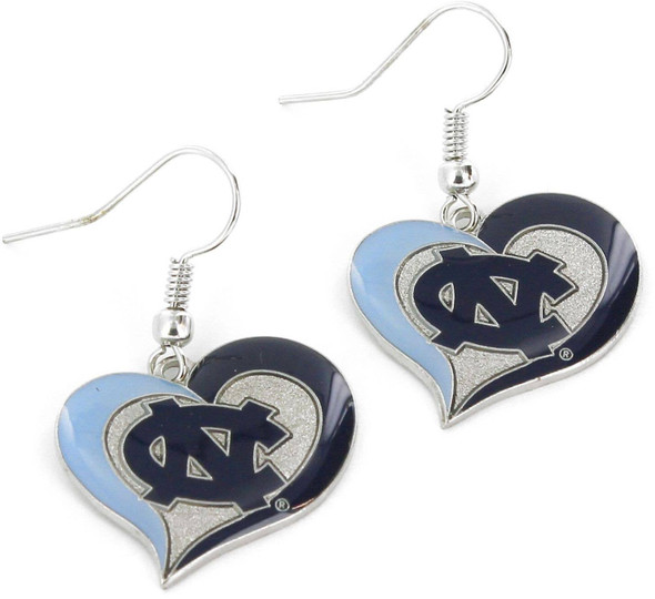 NCAA North Carolina Tar Heels Swirl Heart Earrings