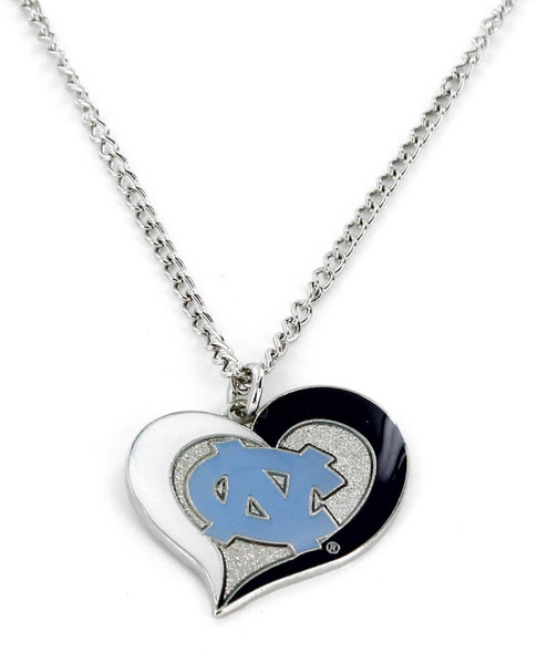 NCAA North Carolina Tar Heels Swirl Heart Necklace