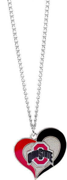 NCAA Ohio State Buckeyes Swirl Heart Necklace