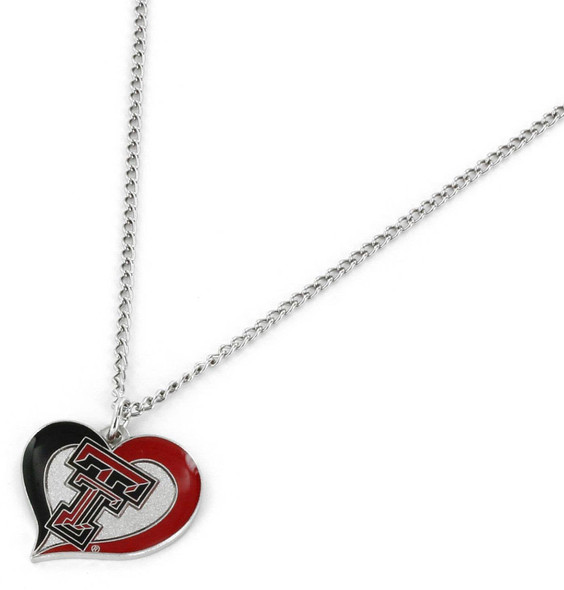 NCAA Texas Tech Red Raiders Swirl Heart Necklace