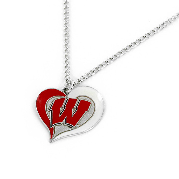 NCAA Wisconsin Badgers Swirl Heart Necklace