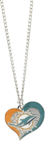 NFL Miami Dolphins Swirl Heart Necklace