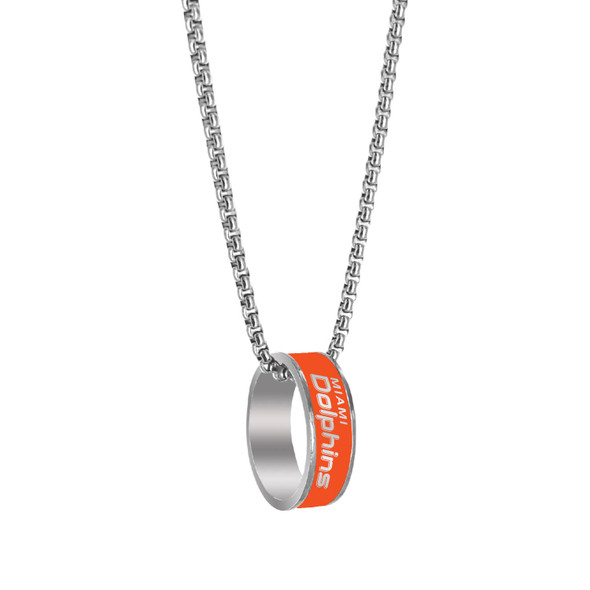 NFL Miami Dolphins Fashion Ring Necklace, Silver