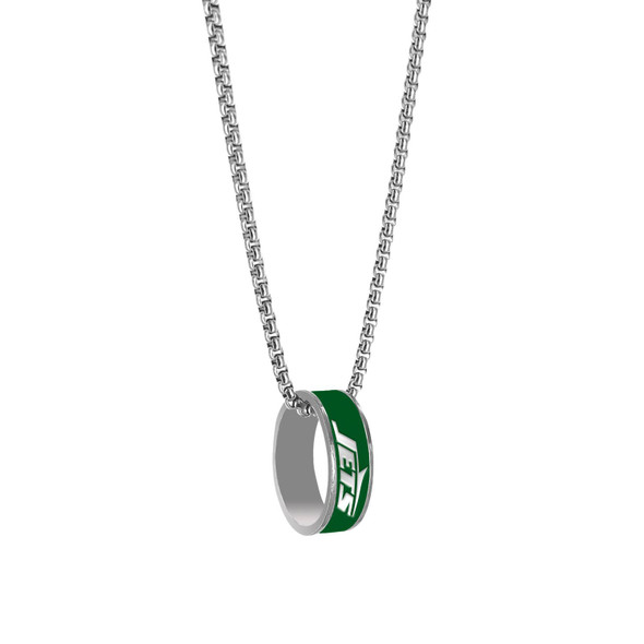 NFL New York Jets Fashion Ring Necklace, Silver