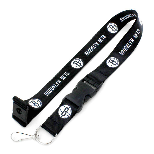 NBA Brooklyn Nets Team Lanyard Keychain ID Holder NBA Fan Accessory, Black