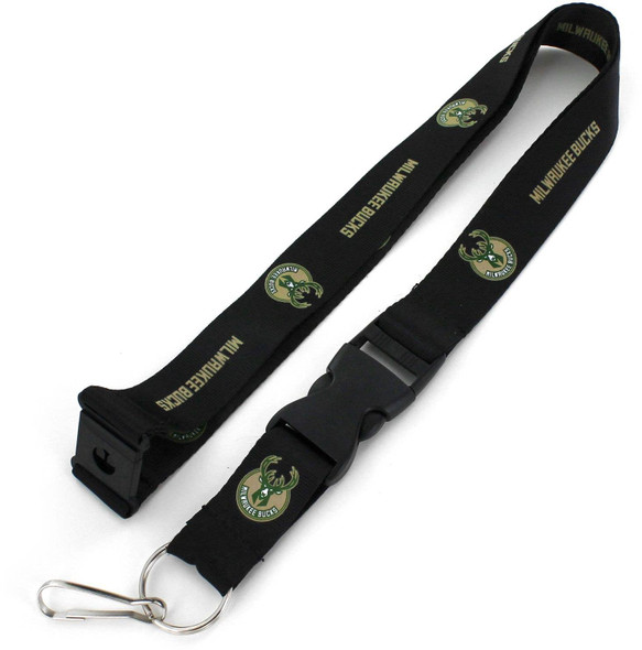 NBA Milwaukee Bucks Team Lanyard Keychain ID Holder NBA Fan Accessory, Black