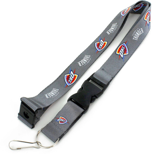 NBA Oklahoma City Thunder Team Lanyard Keychain ID Holder NBA Fan Accessory, Charcoal