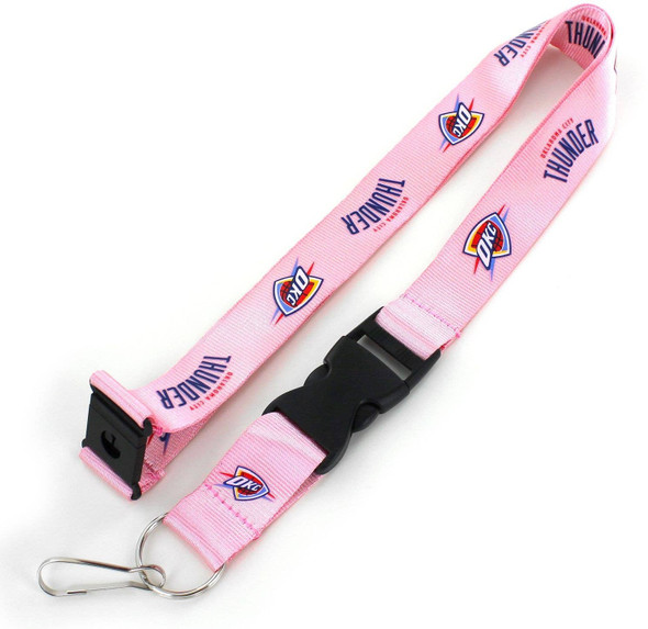 NBA Oklahoma City Thunder Team Lanyard Keychain ID Holder NBA Fan Accessory, Pink