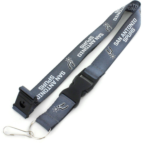 NBA San Antonio Spurs Team Lanyard Keychain ID Holder NBA Fan Accessory, Charcoal