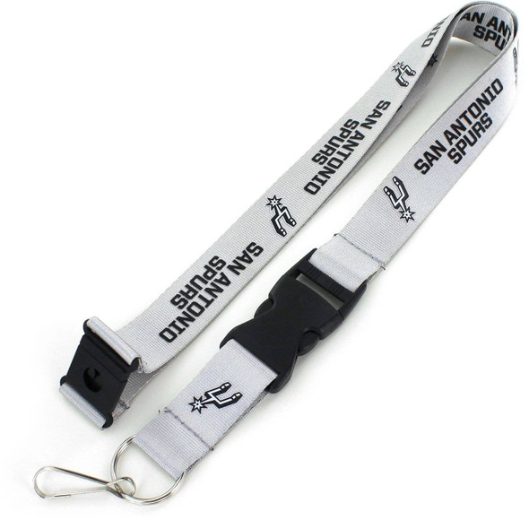 NBA San Antonio Spurs Team Lanyard Keychain ID Holder NBA Fan Accessory, Gray